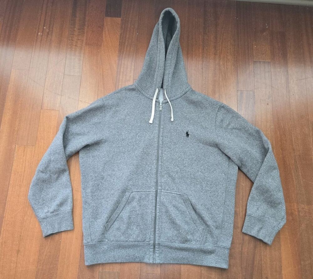 Polo Ralph Lauren Hoodie Full Zip Sweatshirt Jacket Size XL Grey